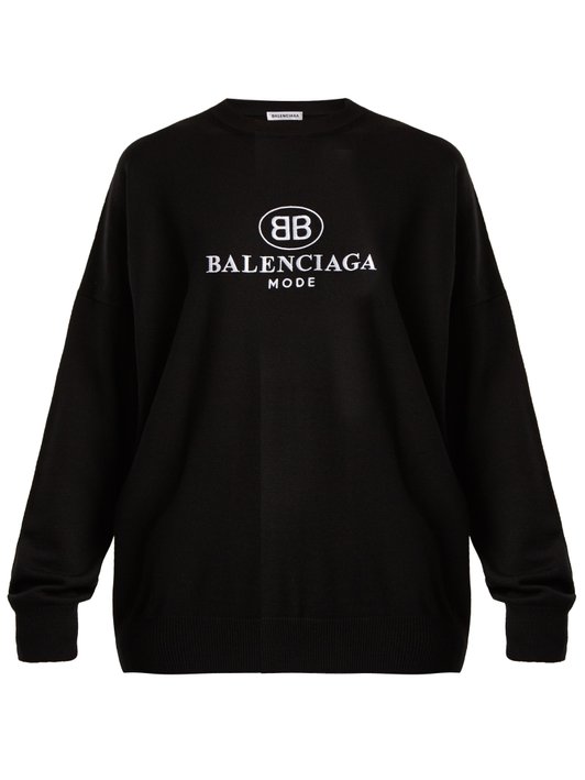 Balenciaga Logo-embroidered wool sweater  