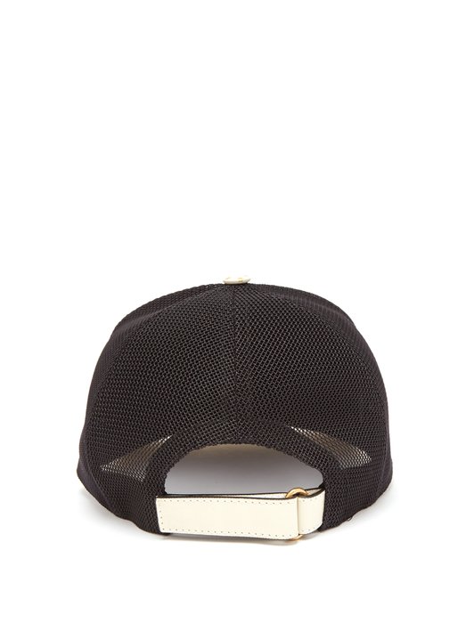 Gucci Star-print leather and mesh cap 
