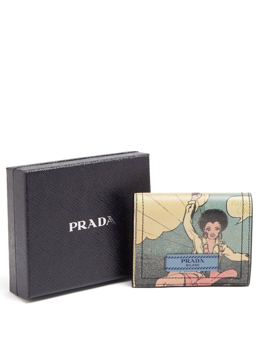 Prada Comic-strip print leather bi-fold wallet