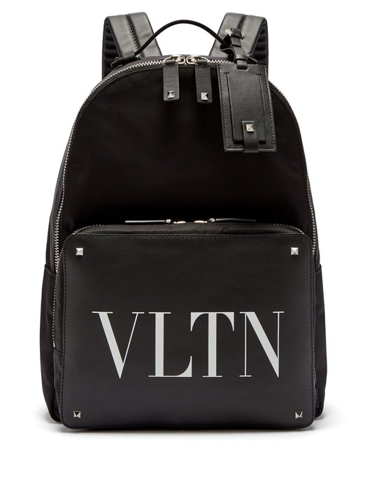 Valentino VLTN logo-print leather-panelled backpack