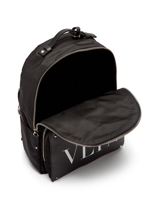Valentino VLTN logo-print leather-panelled backpack