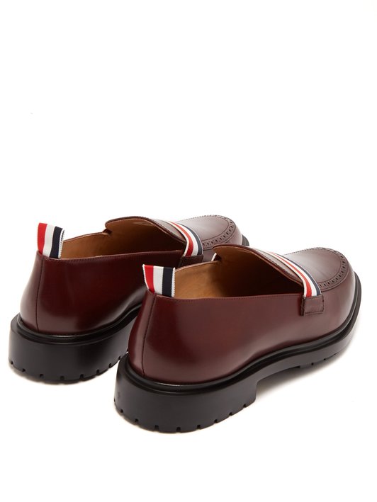 Thom Browne Web strap leather loafers