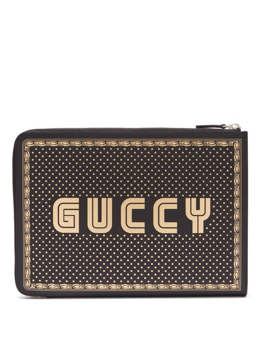 Gucci Magnetismo-print leather pouch