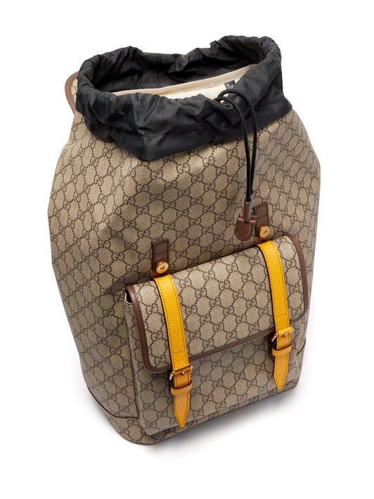Gucci GG Supreme-print leather-trimmed canvas backpack