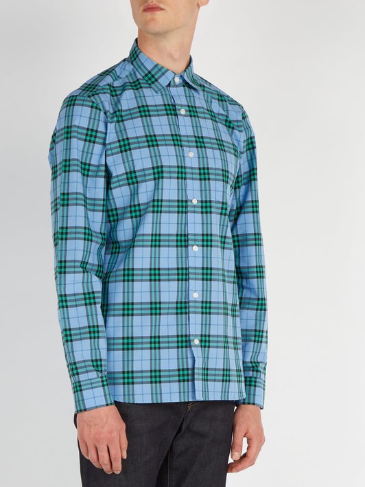 Burberry Point-collar checked cotton shirt