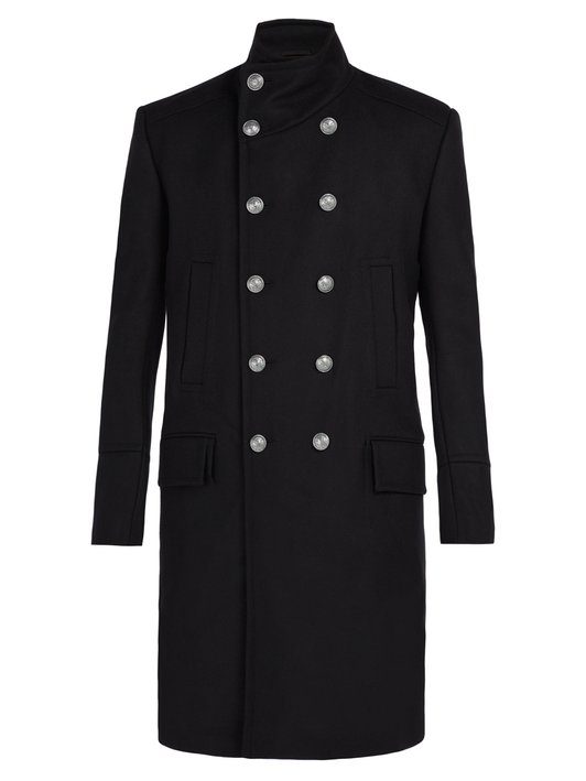 Balmain Long wool and cashmere-blend coat