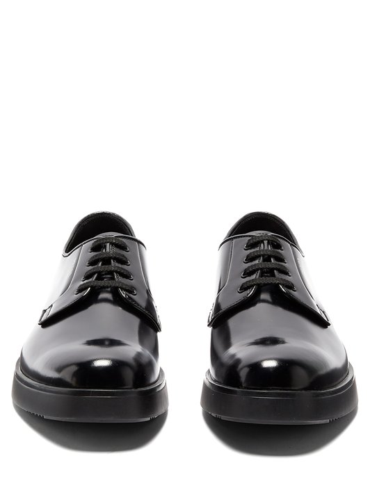 Prada Raised-sole patent-leather derby shoes 