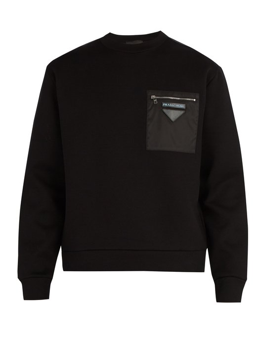 ÁO PRADA Panelled cotton-blend sweatshirt