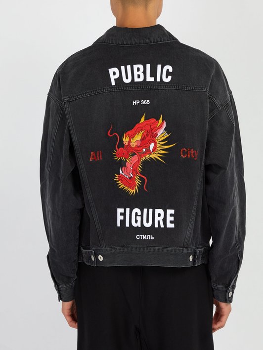 Heron Preston Oversized dragon-embroidered denim jacket