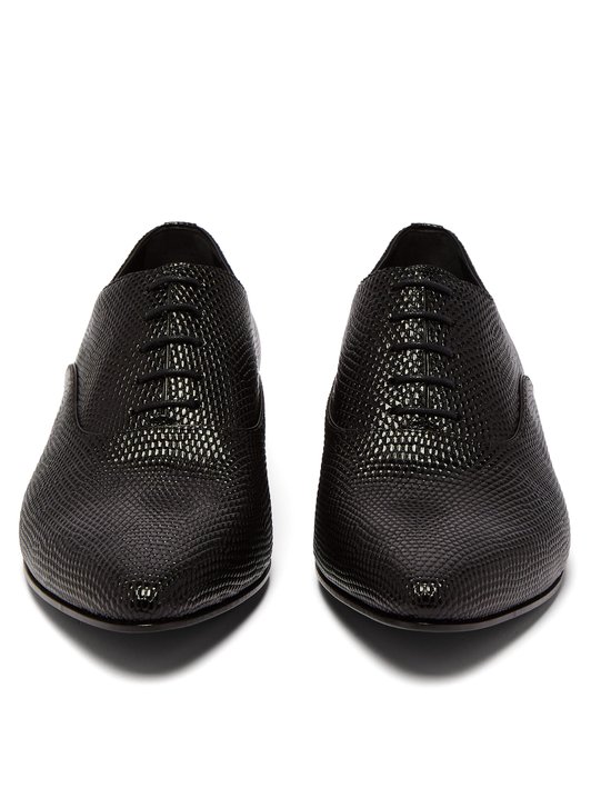 Saint Laurent Hopper lizard leather derby shoes