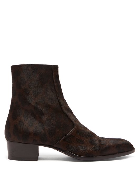 Saint Laurent Wyatt 40 calf hair and leather ankle boots
