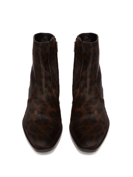 Saint Laurent Wyatt 40 calf hair and leather ankle boots