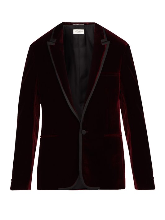 Saint Laurent Satin-trimmed velvet jacket