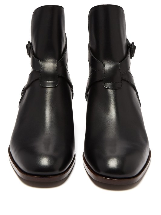 Bottega Veneta Intrecciato-strap leather chelsea boots