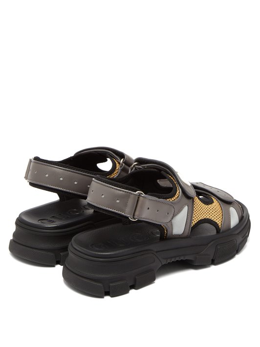 Gucci Aguru leather and mesh sandals 