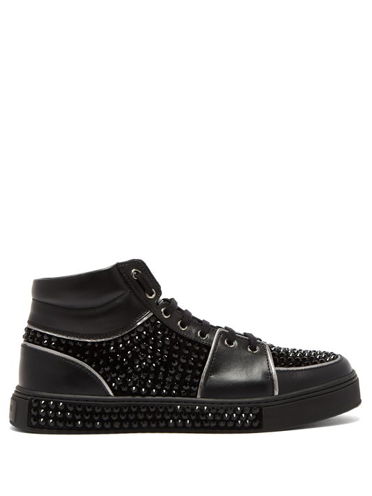 Balmain Strass high-top leather trainers