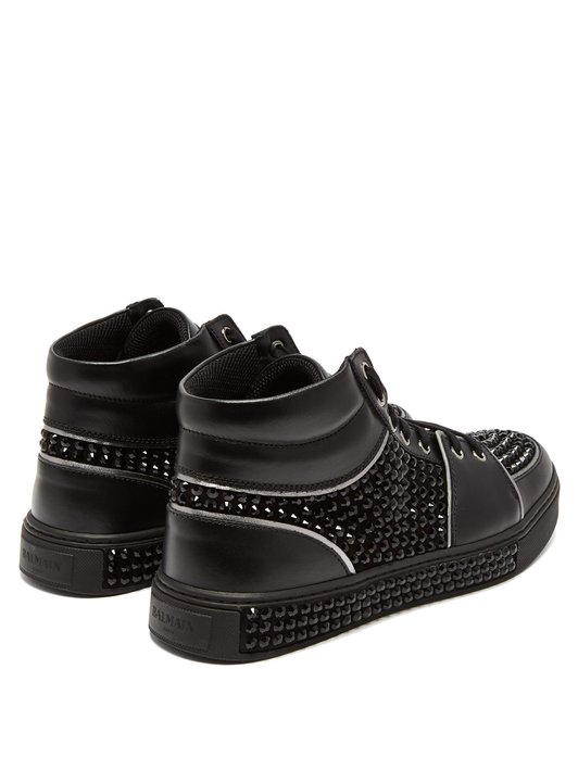 Balmain Strass high-top leather trainers