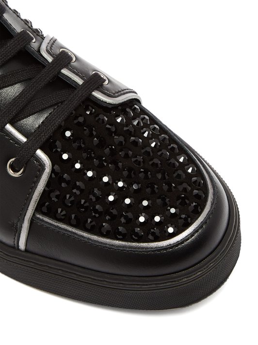 Balmain Strass high-top leather trainers