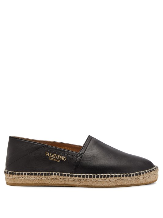 Valentino Collapsible-heel leather espadrilles