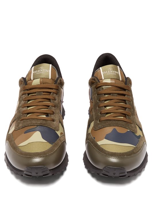 Valentino Rockrunner canvas and suede trainers 