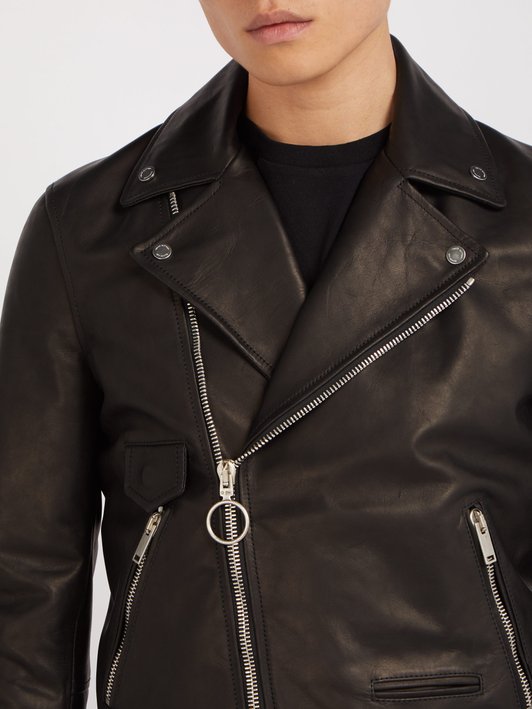Off-White 99 Logo-print leather biker jacket