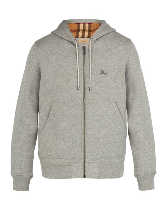 Burberry Hooded zip-through cotton-blend sweatshirt