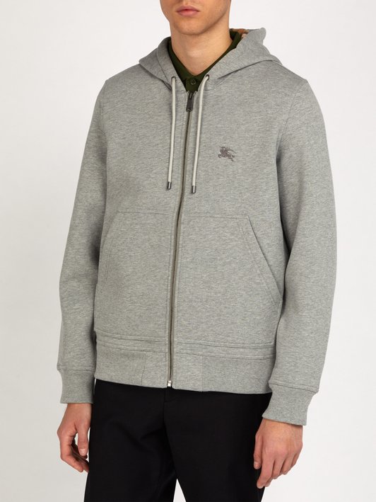 Burberry Hooded zip-through cotton-blend sweatshirt
