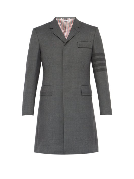 Thom Browne Striped sleeve wool-blend coat