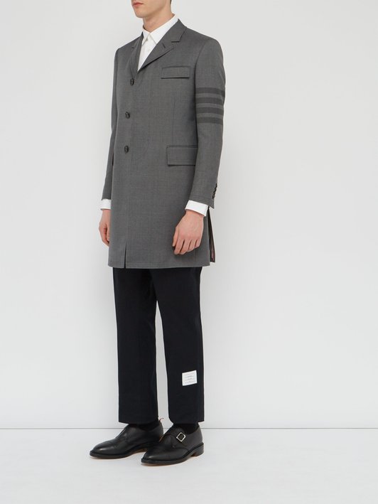 Thom Browne Striped sleeve wool-blend coat
