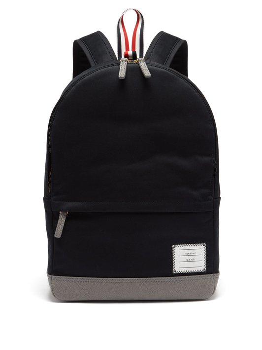 Thom Browne Twill and pebbled-leather backpack