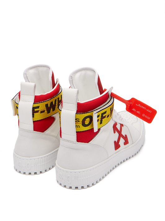 Off-White Logo belt-strap high-top leather trainers 