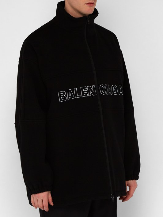 Balenciaga Logo-embroidered wool-fleece jacket