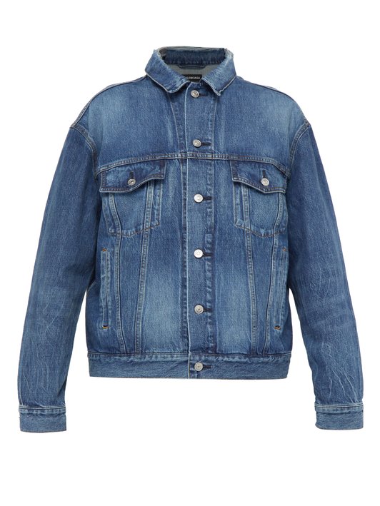 Balenciaga Washed-logo denim jacket