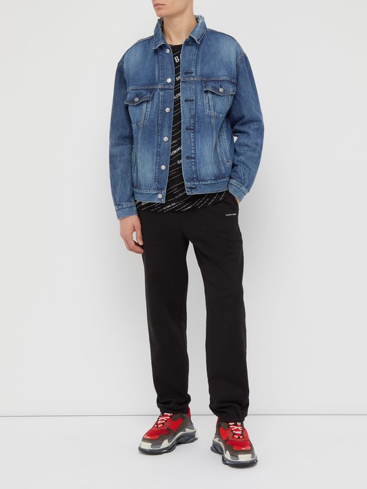 Balenciaga Washed-logo denim jacket