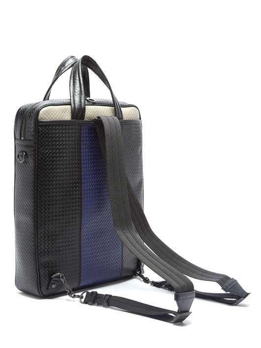 Bottega Veneta Convertible striped Intrecciato-leather bag
