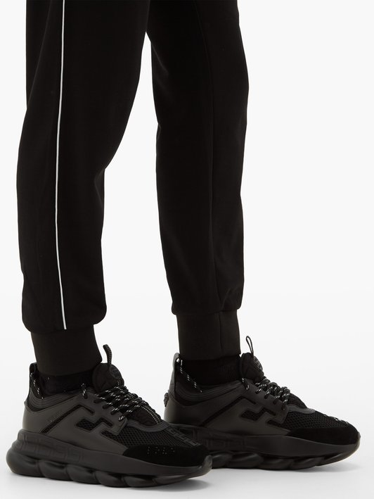 Versace Chain Reaction mesh and suede trainers