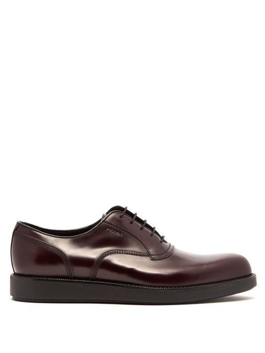 Prada Raised-sole leather oxford shoes