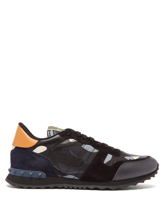 Valentino Rockrunner camouflage suede and leather trainers