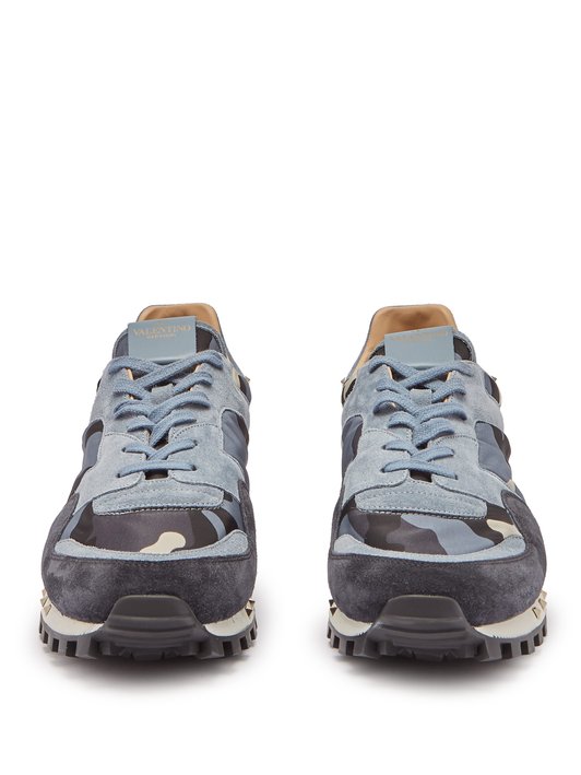 Valentino Rockstud-embellished camouflage suede trainers