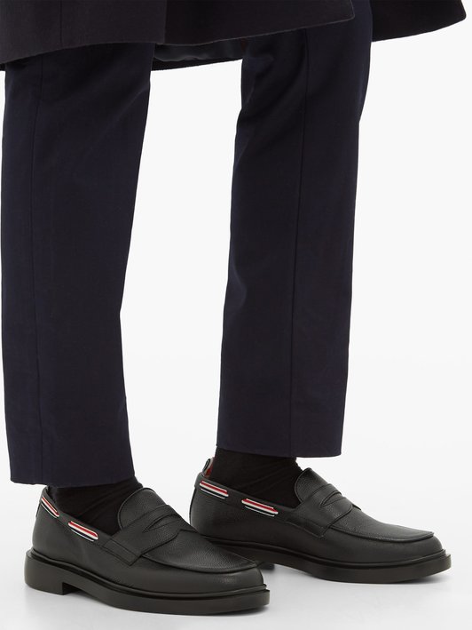 Thom Browne Grosgrain trim pebbled leather Penny loafers