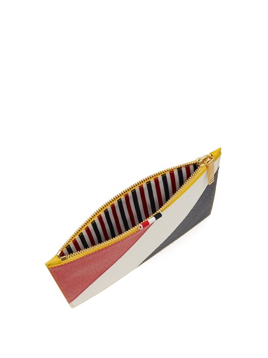 Thom Browne Diagonal stripe leather coin purse