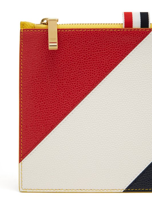 Thom Browne Diagonal stripe leather coin purse