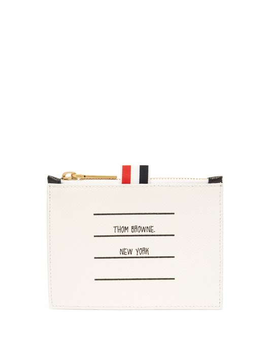 Thom Browne Address label pebbled leather coin purse