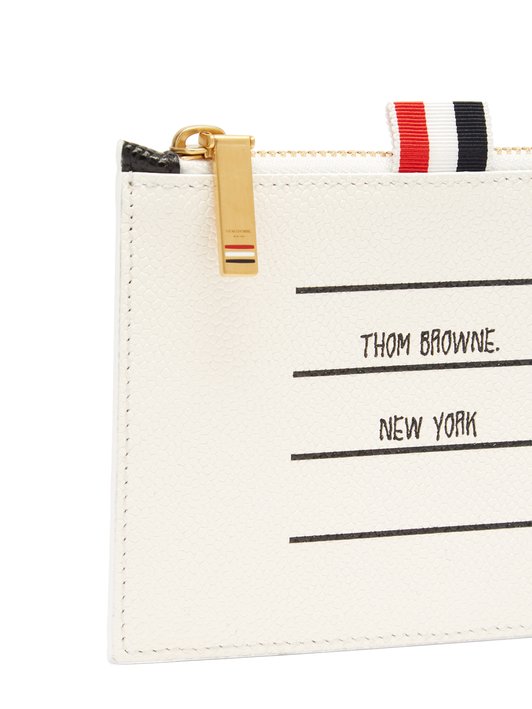 Thom Browne Address label pebbled leather coin purse