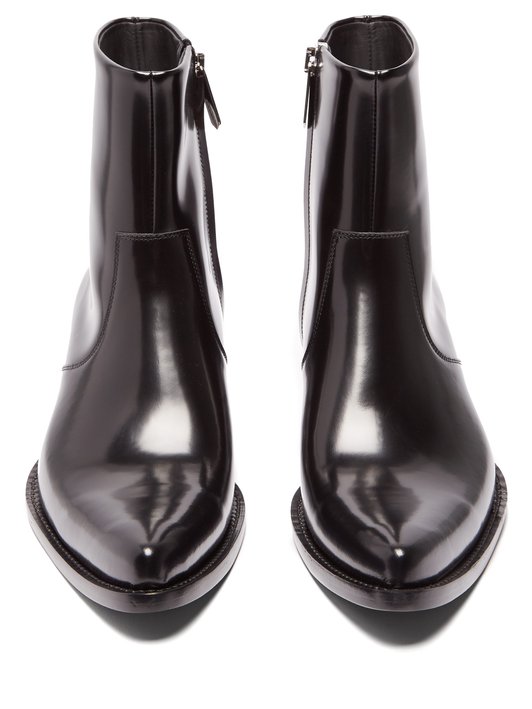 CALVIN KLEIN 205W39NYC Tex polished leather ankle boots 