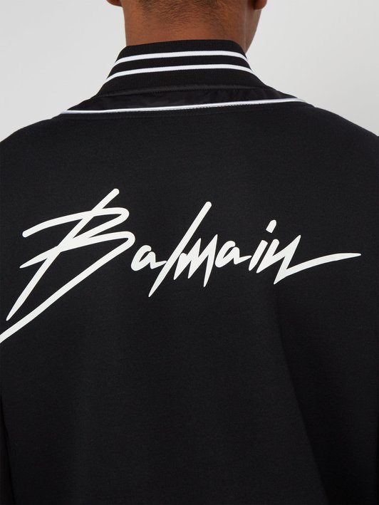 Balmain Logo-print piped bomber jacket