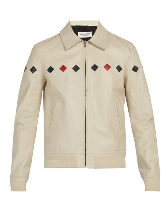 Saint Laurent Reverse-appliquéd leather jacket