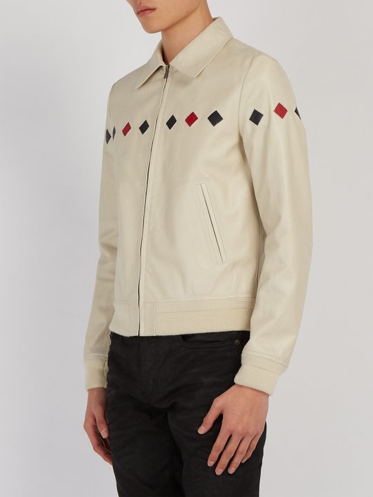 Saint Laurent Reverse-appliquéd leather jacket