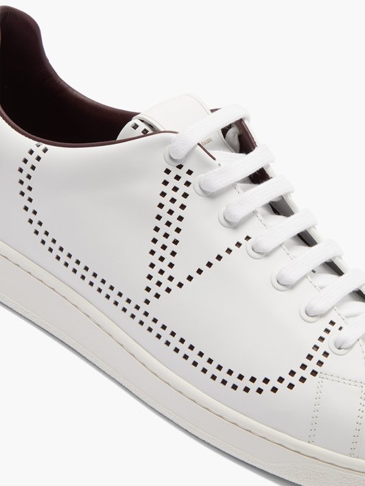 Valentino Perforated low-top leather trainers