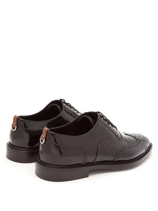Burberry Embossed TB-monogram patent-leather brogues
